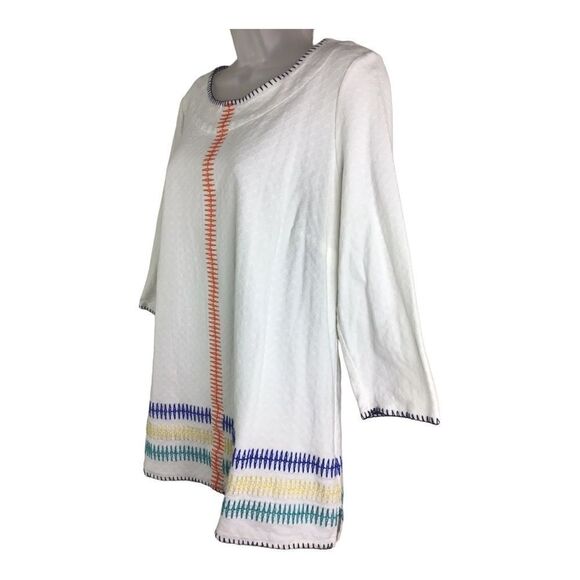 Soft Surroundings White Primary Color Embroidered Stitch Tunic Size Small - Picture 2 of 10